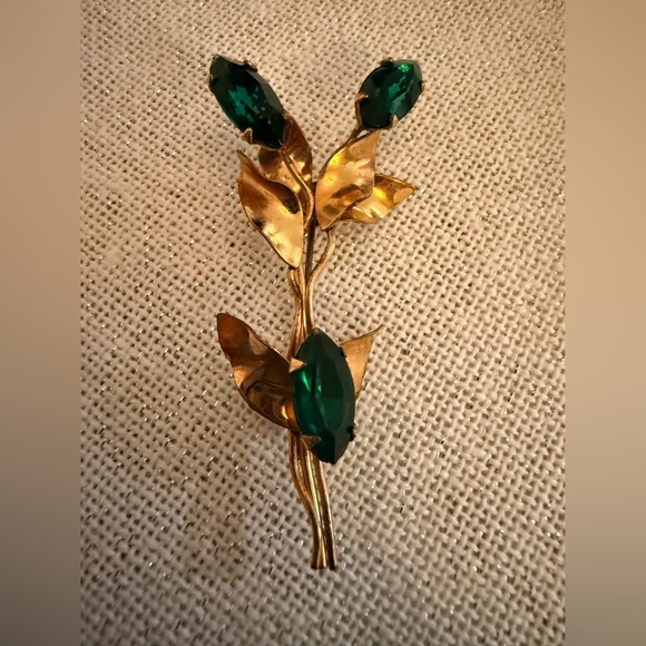 Vintage brooch 10k Gold filled with Green gemstone - Picture 4 of 6
